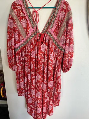 Free People Red Moon Child Maxi Top Tunic S thumbnail 7