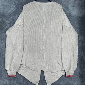 SHEIN Cardigan Womens‎ L Beige Toggle Button Oversized Chunky Knit Split Back thumbnail 7