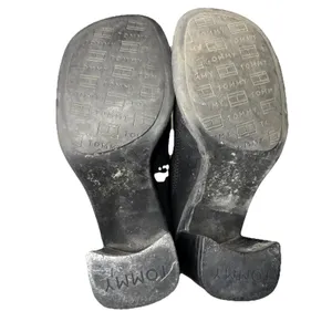 Vintage Tommy Hilfiger Women's 6 Black Chunky Platform Slides 90s Y2K Sandals thumbnail 6