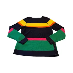 Lauren Jeans Co Ralph Lauren Woman's L Striped Waffle Knit Sweater Preppy Vtg thumbnail 3