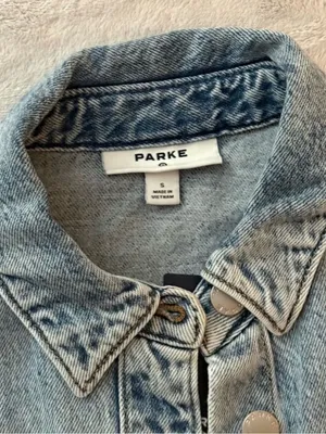 Parke X Target Light Wash Long Sleeve Jacket Denim Shacket Shirt Small thumbnail 4