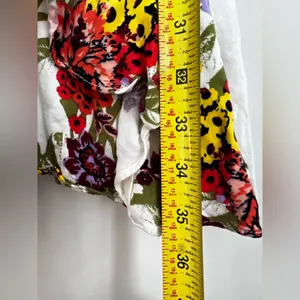 Free People Happy Heart Mini Floral Dress ruched ruffle smock boho L thumbnail 8
