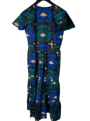 Oliphant Uzbek V-neck maxi dress geometric pattern women's size large thumbnail 4