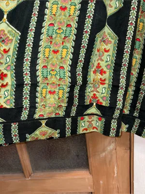April Cornell Peru Ruffled Hem Blouse Top Olive Floral Green Herbs L thumbnail 8