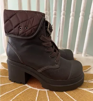 90's Chunky L.E.I‎ Platform Combat Grunge Boots- 6 NEW vintage Brown thumbnail 1