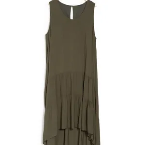 West Kei Women's Plus Size 1X Gauzy Hi-Lo Hem Dress Olive Green Sleeveless thumbnail 3