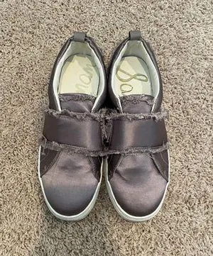 Purple Satin Slip On Sneakers thumbnail 2