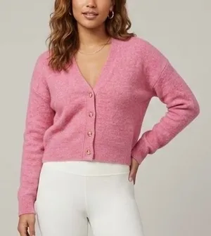 Lululemon Alpaca Wool Blend Cardigan Sweater Heathered Chroma Pink Size Small thumbnail 1