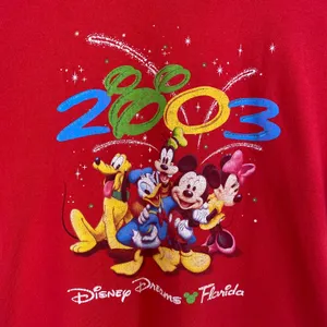 Y2k Vintage Disney Mickey Mouse & Friends T-Shirt Red Cotton Womens Size Medium thumbnail 2
