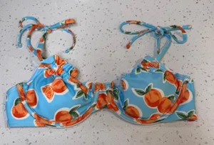 Wild Fable Women Blue Orange Fruit Print‎ Underwire Bikini Top Size Small S thumbnail 1