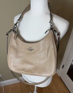 Coach Teri Hobo Bag Purse Beige Leather w Crossbody Strap thumbnail 1