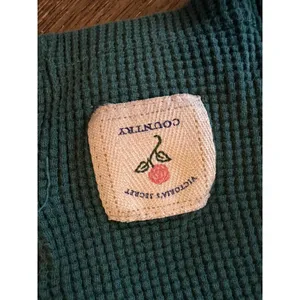 Vintage Victorias Secret Country Green Waffle Knit Henley Cardigan‎ Top Small thumbnail 4