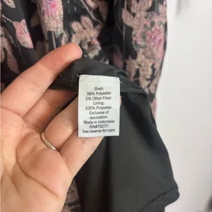 LC Lauren Conrad Black Pink Floral Cottage Romantic Smocked Bodice Midi Dress thumbnail 8