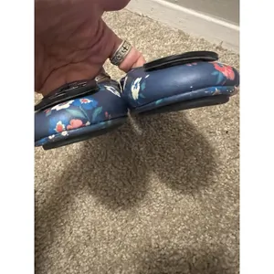 Tory Burch Minnie Travel Ballet Flats Navy Blue Floral Leather Logo Shoes 7 thumbnail 8