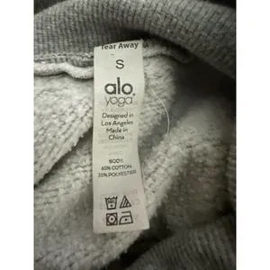 Alo Yoga Effortless Gray Cropped Hoodie heathered grey size small thumbnail 5