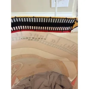 Tory Burch Celestial Canvas Tote Bag Moon Stars Pink Multicolor Large thumbnail 3