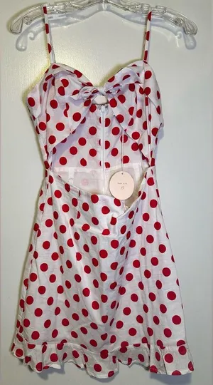 NWT Wild Honey polka dot cutout mini dress white and red size M thumbnail 6
