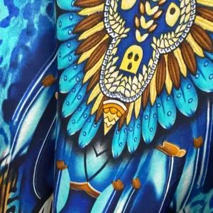 Winlar Kaftan Whimsical Feminine Flowy OSFM Blue Gold Colorful Vintage 90s thumbnail 3
