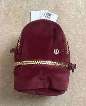 Lululemon Athletica Red and Gold Mini Bag Backpack Charm Nano Velour thumbnail 1