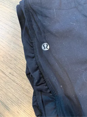 Lululemon Cinched Black Leggings With White Striped Band: Size 6 thumbnail 2