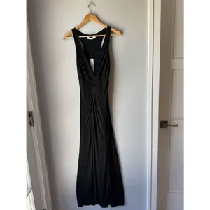 NWT Mustard Seed Maxi Plunging Neckline Black Twist Knot High Slit Dress thumbnail 3