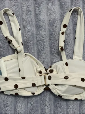 Shade & Shore Polka Dot Bikini Top — White & Brown — Size XS (0–2) thumbnail 4