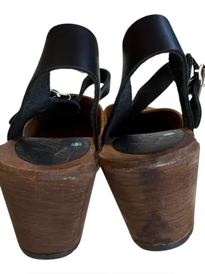 EUC Lotta’s Stockholm Leather Sling Back Heeled Clogs Black Leopard 7.5 - 8 thumbnail 5