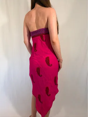 Strapless Paisley Mermaid Beach Summer Midi Dress thumbnail 3