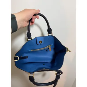 Michael Kors Saffiano Leather Satchel Womens Navy Blue Gold Hardware Handbag thumbnail 3