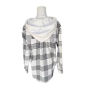 American Eagle - NWT Plaid Button Down Y2K Grunge Hooded Shirt Jacket Sz S thumbnail 5