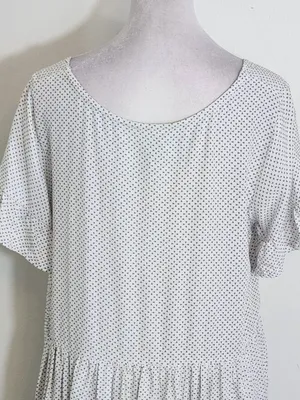 Valija White and Green Geometric Print Mini Babydoll Dress Size Small thumbnail 4