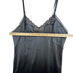 Adonna JCPenney Black Nylon Lace Slip Dress Vtg Lingerie Sz 38 M Y2K Whimsygoth‎ thumbnail 5