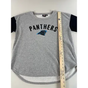 NFL Team Apparel Sweatshirt Size XL Womens Gray Black Panthers Logo High Low Hem thumbnail 5