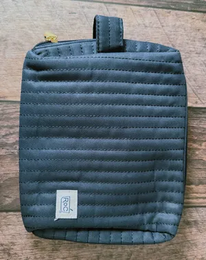 ROC Skincare Zipper Makeup Bag Dark Blue Quilted Fabric Cosmetic Pouch thumbnail 1