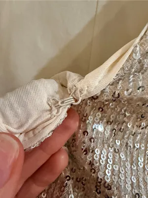 H&M Sequin V-Neck Bodysuit in Cream thumbnail 2