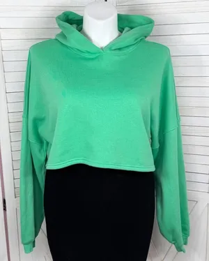 Savage X Fenty Essential Fleece‎ Scope Logo Cropped Hoodie Sweatshirt Green XL thumbnail 1