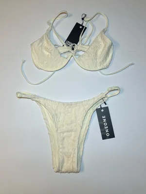 ONEONE two piece swimwear Cream Textured Underwire Bikini Set size medium thumbnail 1