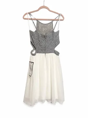 Speechless NWT White Silver Lace Cutout Beaded Homecoming Dress Size 11 thumbnail 9