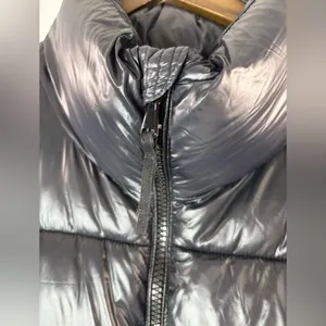 Old Navy M Metallic Dark Gray Puffer Jacket thumbnail 3