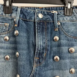 Good‎ American Cotton Rock Y2K Studded Asymmetrical Mini Skirt 6 Blue thumbnail 2