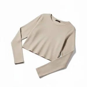 Universal Threads Womens Long Sleeve Ribbed Crop Top Beige NWT XL thumbnail 3
