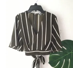 Charlotte Russe Blouse Crop Stripe Wrap Top thumbnail 5