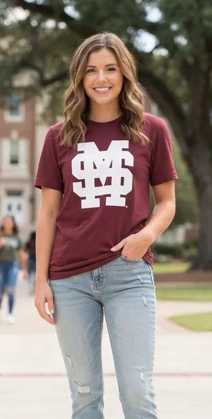 Comfort Colors MSU Mississippi State: Maroon Graphic Tee with White Logo thumbnail 1