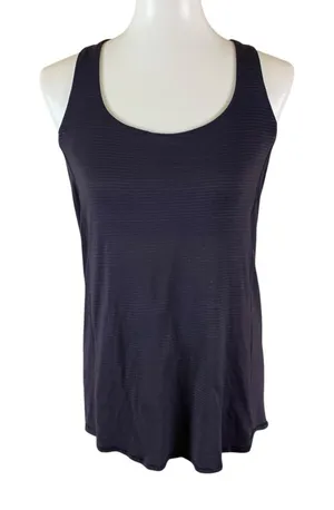 Lululemon Purple Striped Open Back Built In Bra Criss Cross Tank Top 8 thumbnail 1