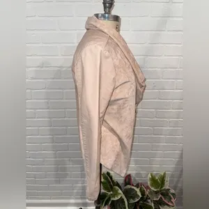 Blank NYC Soft Pink Vegan Leather/Suede Asymmetrical Zip Drape Moto Jacket thumbnail 4
