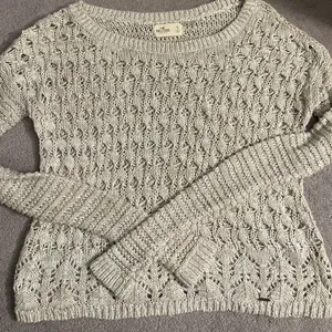 Hollister crochet knit sweater cream long sleeve size small thumbnail 2