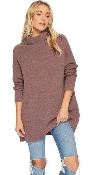 Free People Ottoman Slouchy Tunic Size Small oversized sweater ribbed knit mock thumbnail 1
