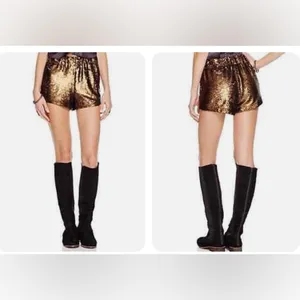NWT Free People Bronze Sequin Sparkle Shorts thumbnail 4