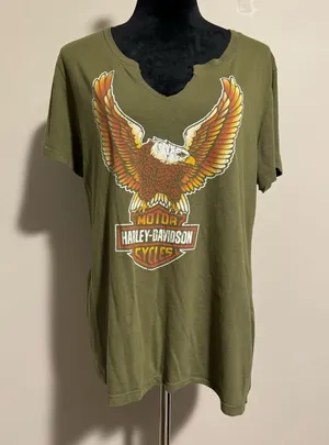 EUC Harley Davidson Motorcycles Green Eagle Fort Myers, FL Graphic shirt size XL thumbnail 1