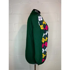sweater Argyle green pink purple yellow white thumbnail 6